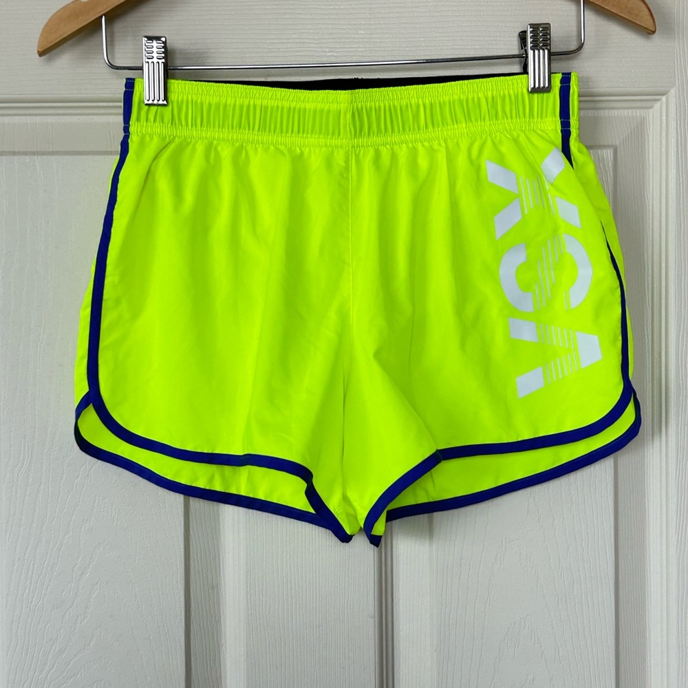 Victoria's Secret Neon Athletic Shorts with Purple Trim
